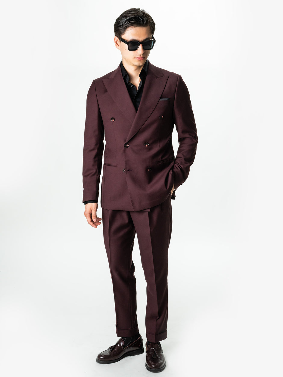 Costum Burgundy Barbati De Vara Lana Vitale Barberis Super110 BMan0052 (2)