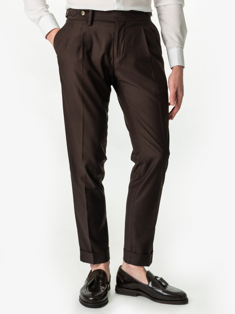 Pantaloni Barbati Design Gurkha Maro Cafeniu Din Stofa Confort BMan703 (1)