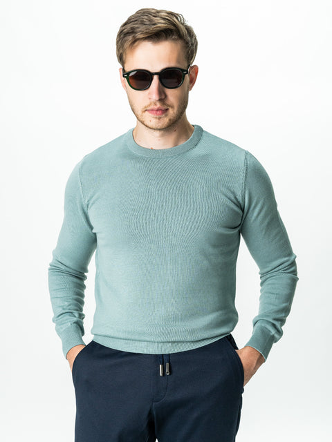 Pulover Casual Verde Menta Barbati Din Bumbac Levent Cottone BMan0008