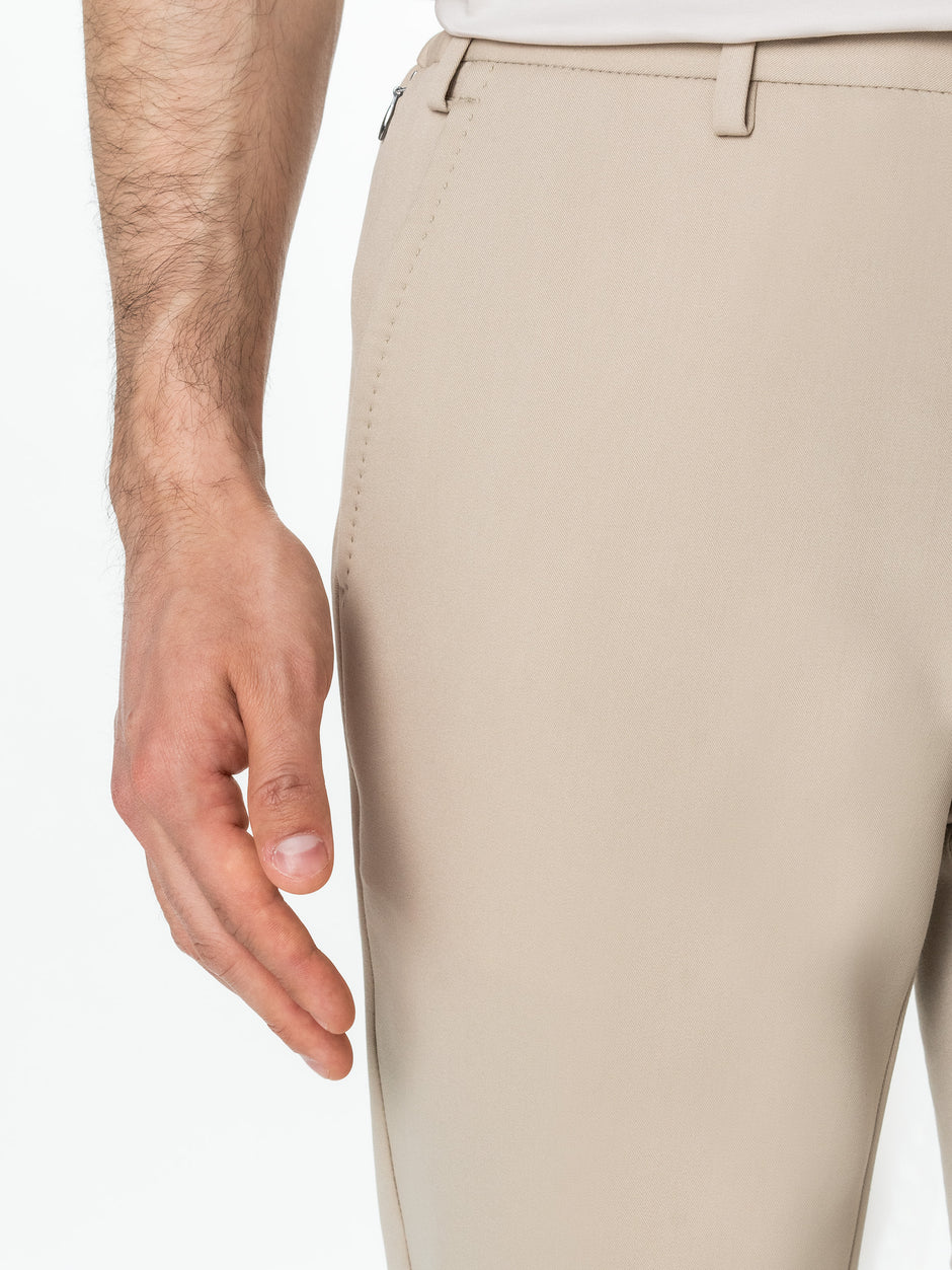 Pantaloni Vara Casual Flexo Cu Snur Barbati Crem Material Stretch BMan0012 (6)