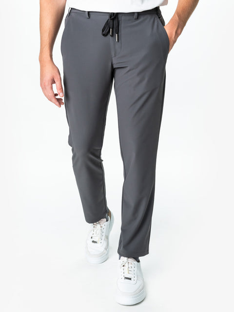 Pantaloni Flexo Cu Snur Barbati Gri Inchis Din Spandex All Season BMan708