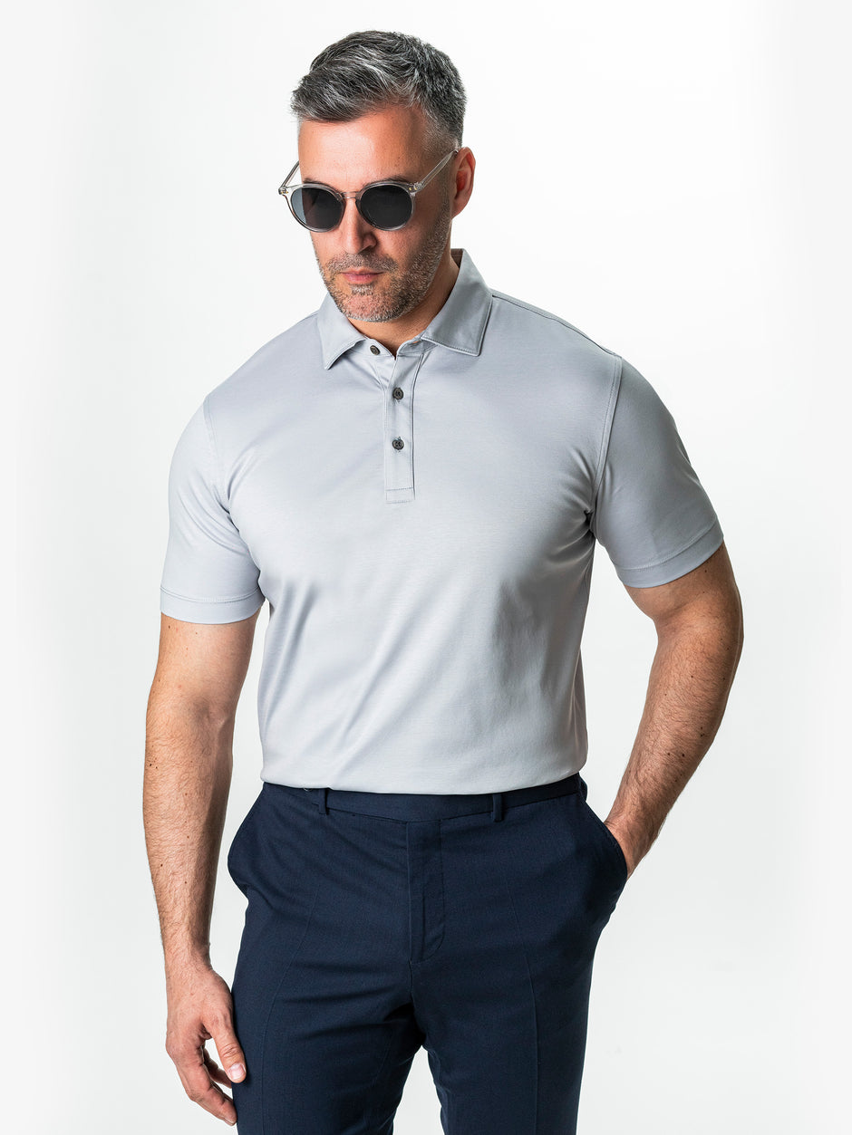 Tricou Polo Barbati Gri Premium Din Bumbac Egiptean BMan284 (4)