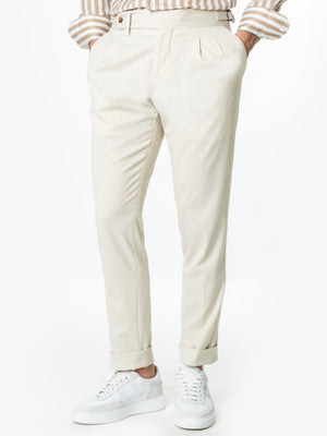 Pantaloni Cu Pense Barbati Vara Gurkha Crem Unt Bumbac BMan703