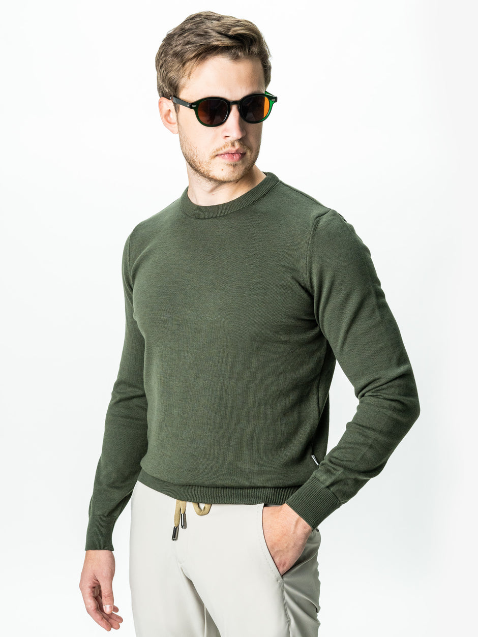 Pulover Casual Verde Brad Bărbați 100% Bumbac Levent Cottone  BMan0008 (4)