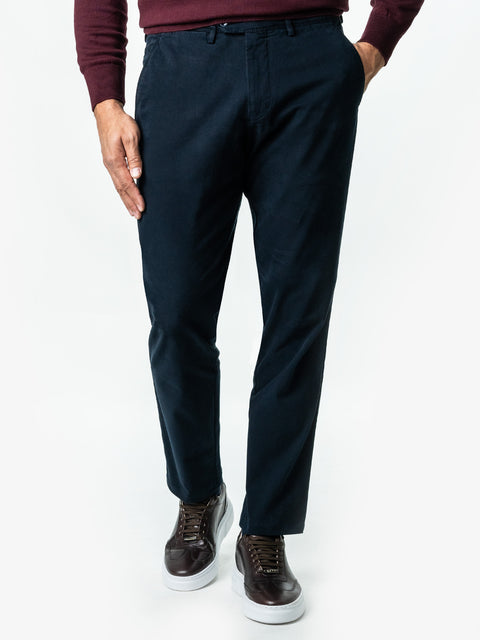 Pantaloni Casual Barbati Chinos Bleumarin Bumbac Office Relax Fit BMan0020