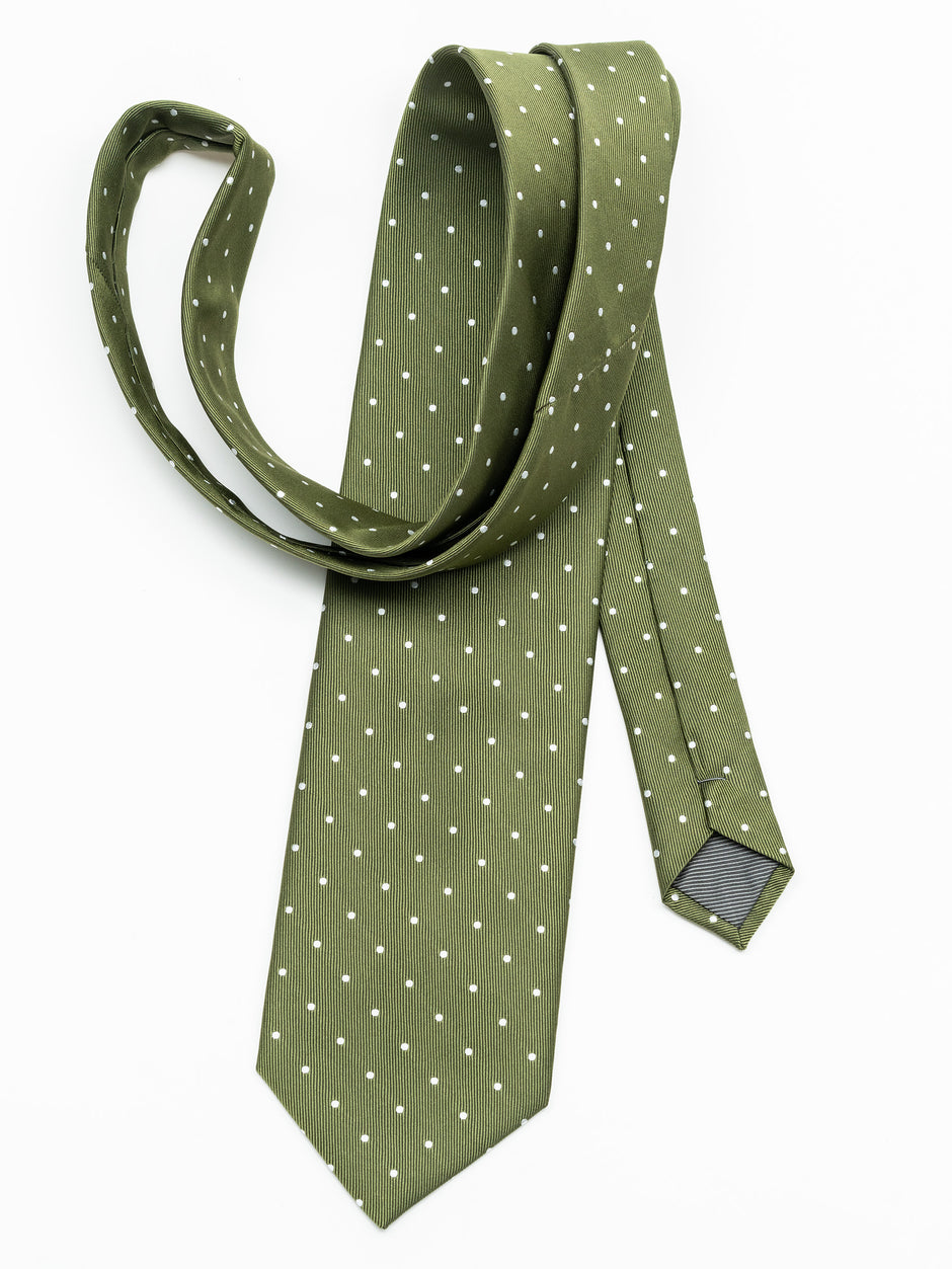 Cravata Eleganta Barbati Verde Fistic Imprimeu Puncte Albe Bman919 (2)