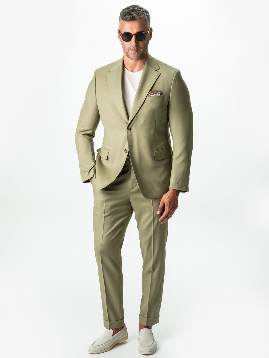 Costum Verde Fistic Barbati Lana Vitale Barberis Super110 BMan0051 (1)