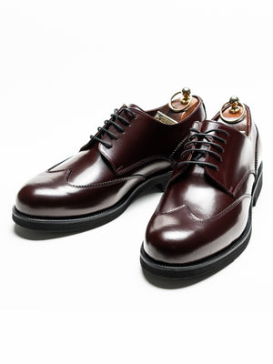 Pantofi Eleganti Barbati Rosu Burgundy Derby Din Piele Naturala Semilucioasa BMan0418