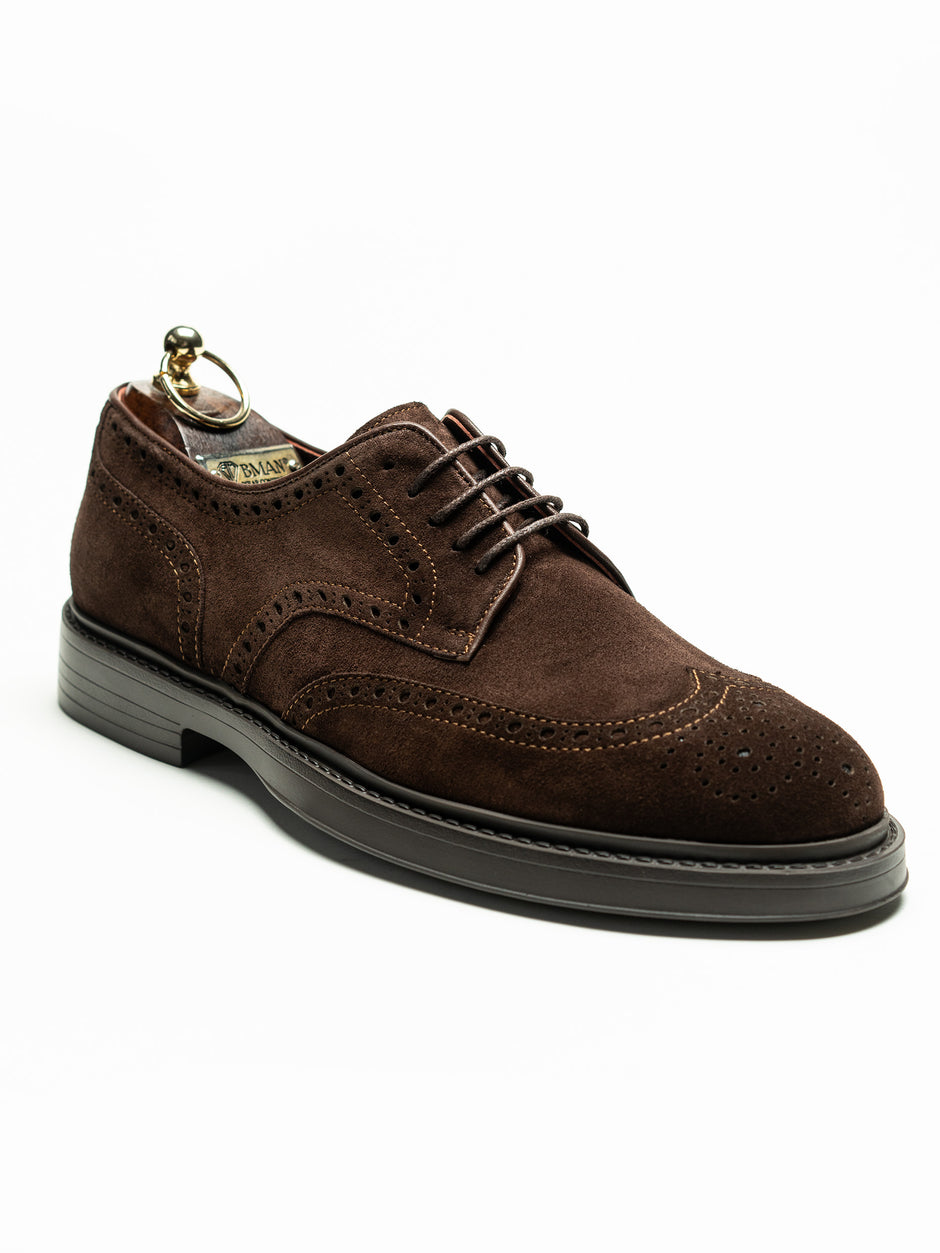 Pantofi Eleganti Barbati Derby Brogue Eleganti Cafenii Din Piele Intoarsa  BMan0421 (2)