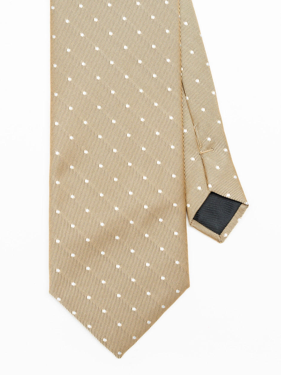 Cravata Eleganta Barbati Crem Imprimeu Puncte Albe Bman919 (3)
