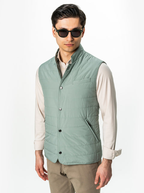 Vesta Barbati Casual Verde Cu Inchidere Prin Capse Design Punto BMan0002