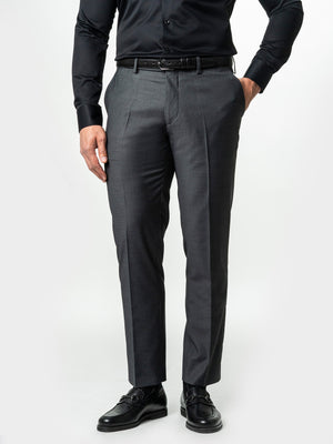 Pantaloni Eleganți Barbati Din Stofa Lana Confort Fit Gri Antracit BMan700