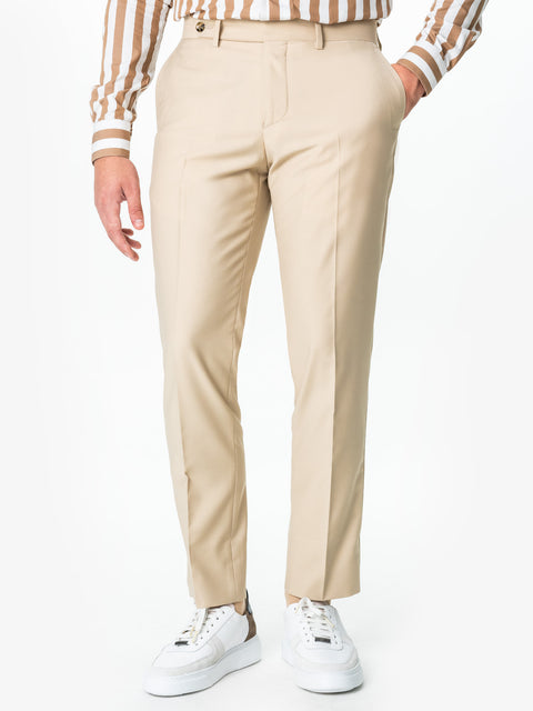 Pantaloni Barbati Crem Smart Casual Din Stofa Lana Sarto BMan700