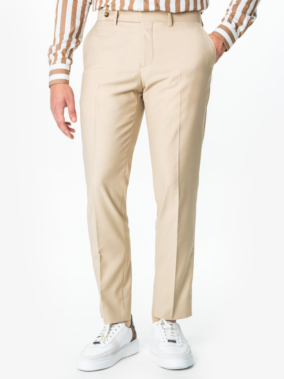 Pantaloni Barbati Crem Smart Casual Din Stofa Lana Sarto BMan700 (1)