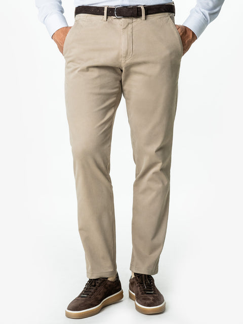 Pantaloni Chinos Barbati Bej Cappuccino Bumbac Office Relax Fit BMan0020