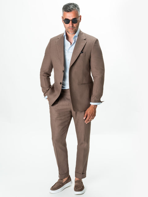 Costum Cappuccino Barbati Vitale Barberis Vara Din In Natural BMan0050