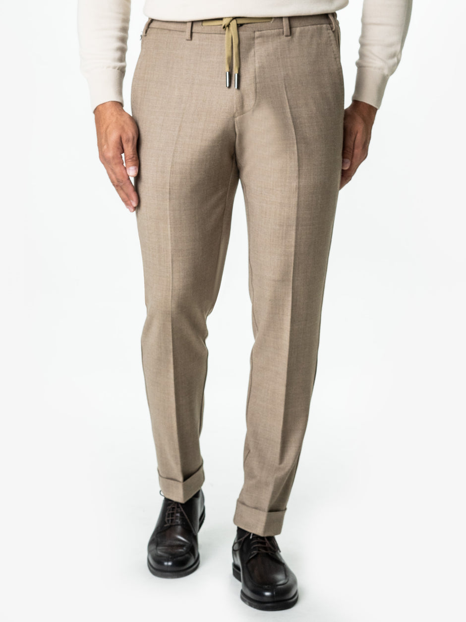 Pantaloni Barbati Crem Lana Vitale Barberis Cu Snur Office BMan0015 (4)