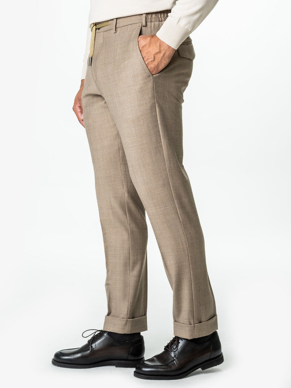 Pantaloni Barbati Crem Lana Vitale Barberis Cu Snur Office BMan0015 (9)