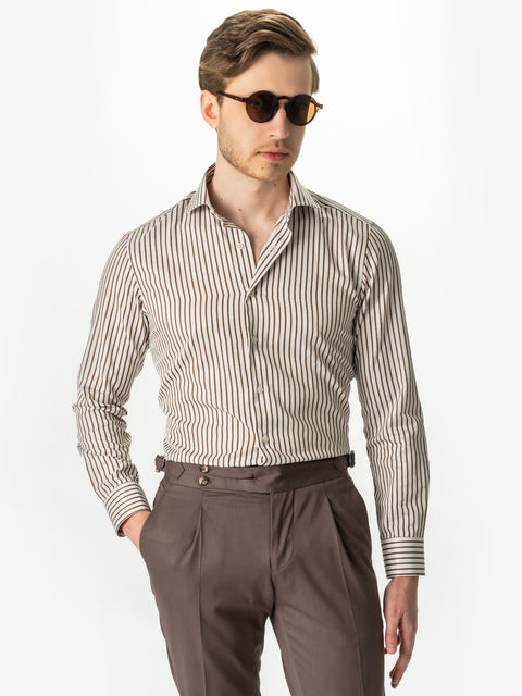 Camasa Barbati Maro Cappuccino In Dungi Smart Casual  BMan0015