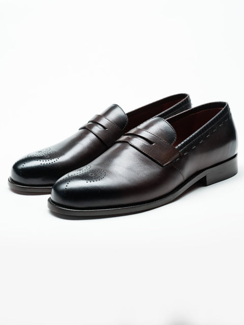 Mocasini Maro Inchis Barbati Din Piele Naturala Penny Loafers Bman186