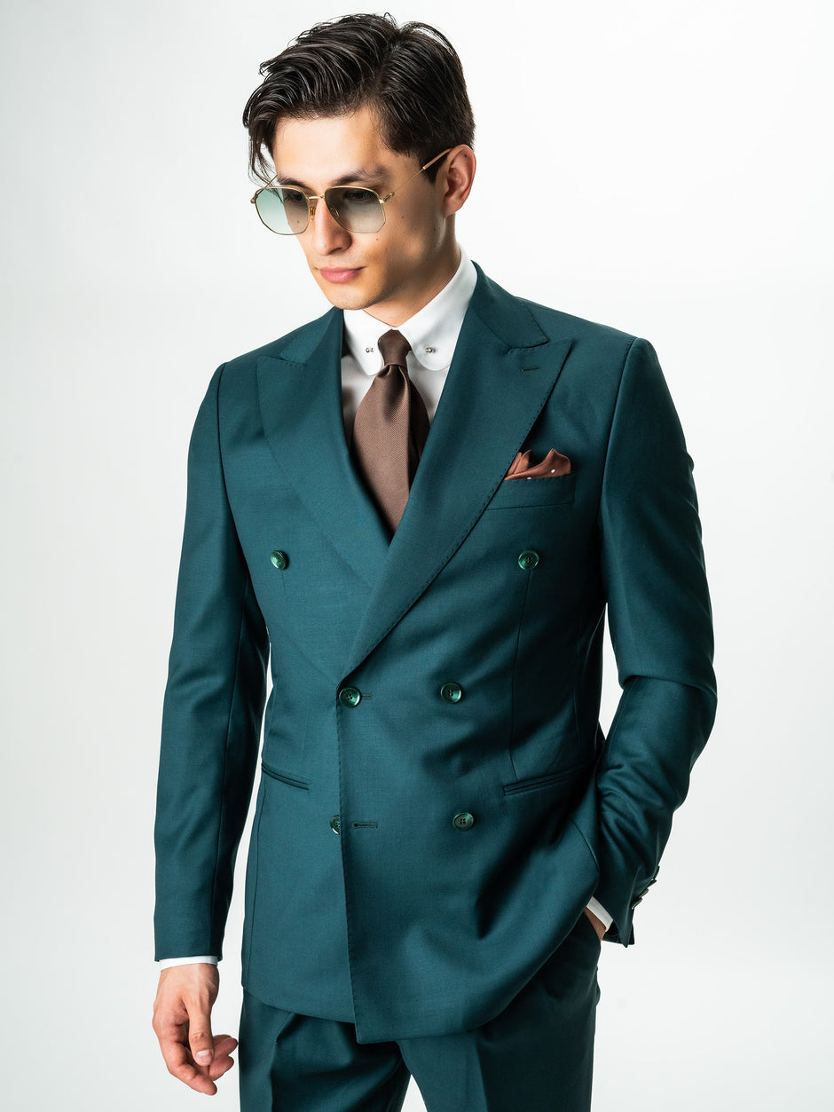 Costum Verde Petrol Barbati De Vara Lana Vitale Barberis Super110 BMan0052 (2)