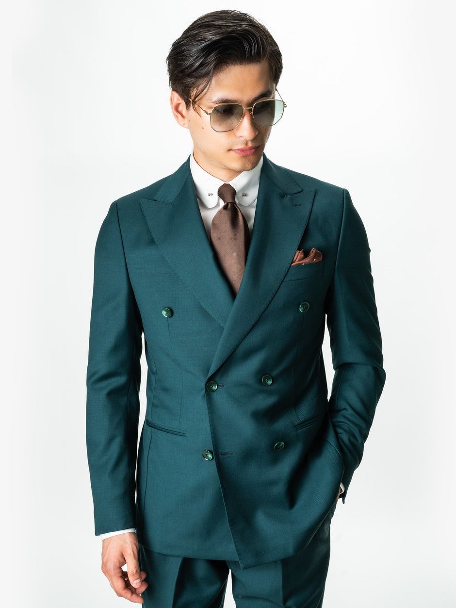 Costum Verde Petrol Barbati De Vara Lana Vitale Barberis Super110 BMan0052 (10)