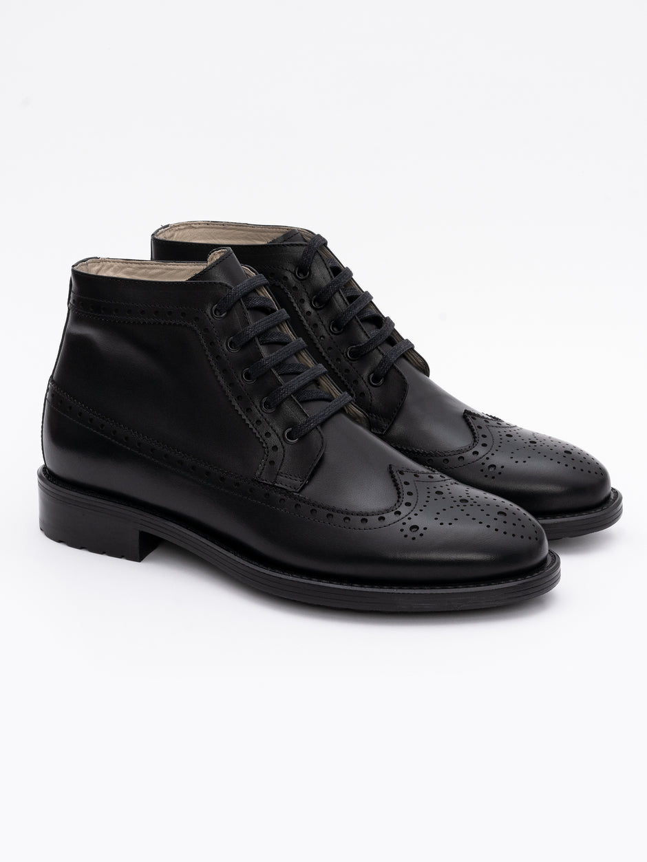 Ghete Barbati Negre Model Brogue din 100% Piele Naturala Bman100 (8)