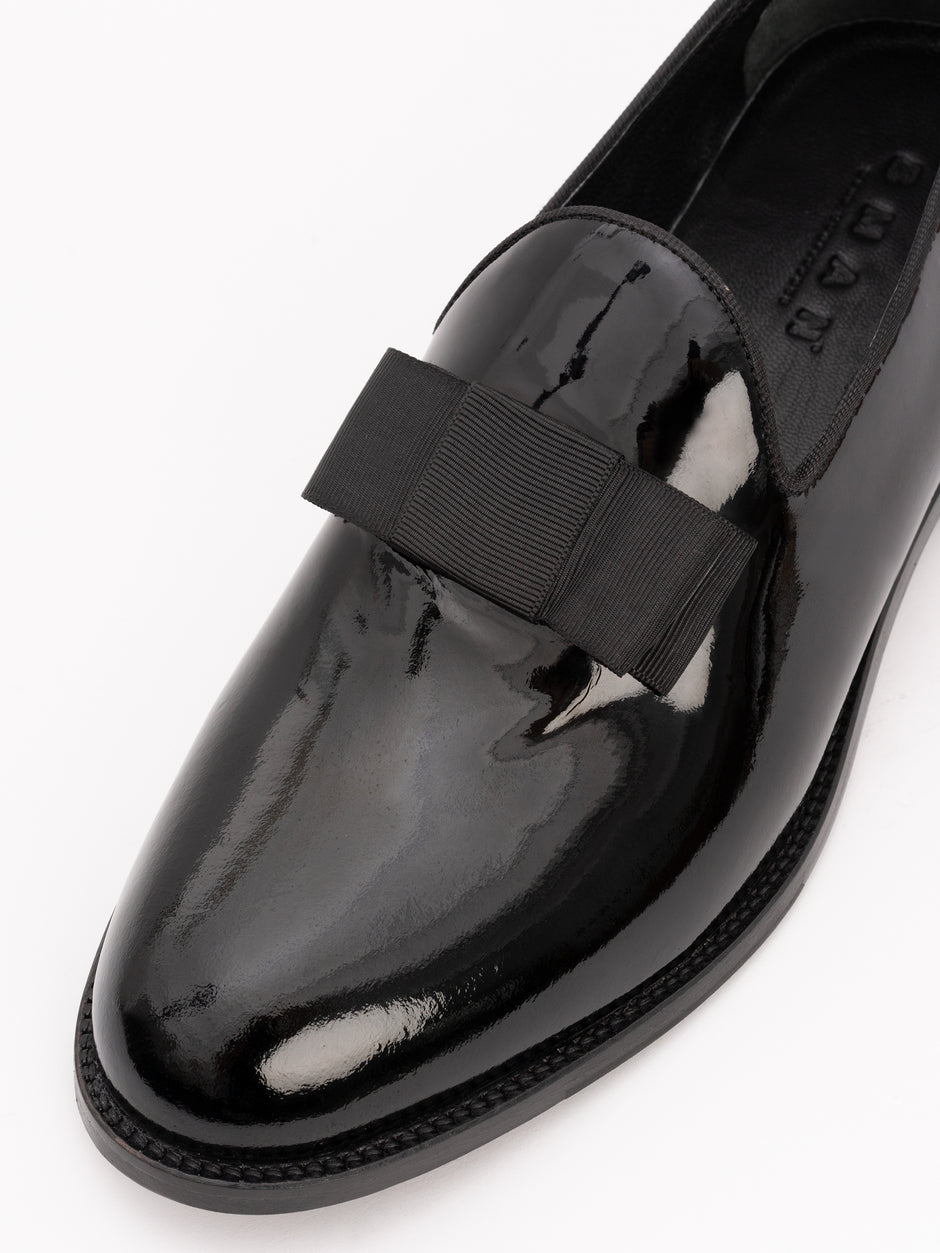 Pantofi Eleganti Barbati Tip Mocasini Gala Negru Lucios Din Piele Naturala Bman183 (2)