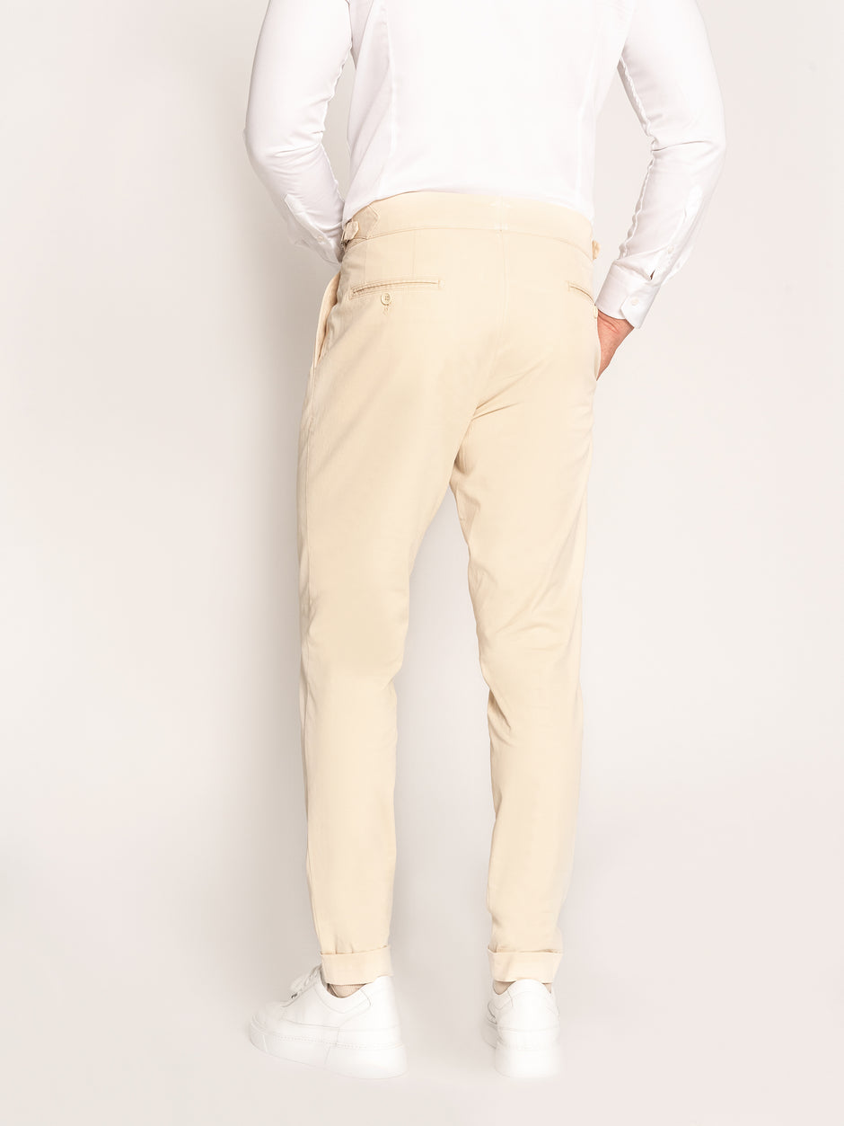 Pantaloni Barbati Crem Platinat Model Gurkha Bumbac Organic BMan595 (5)